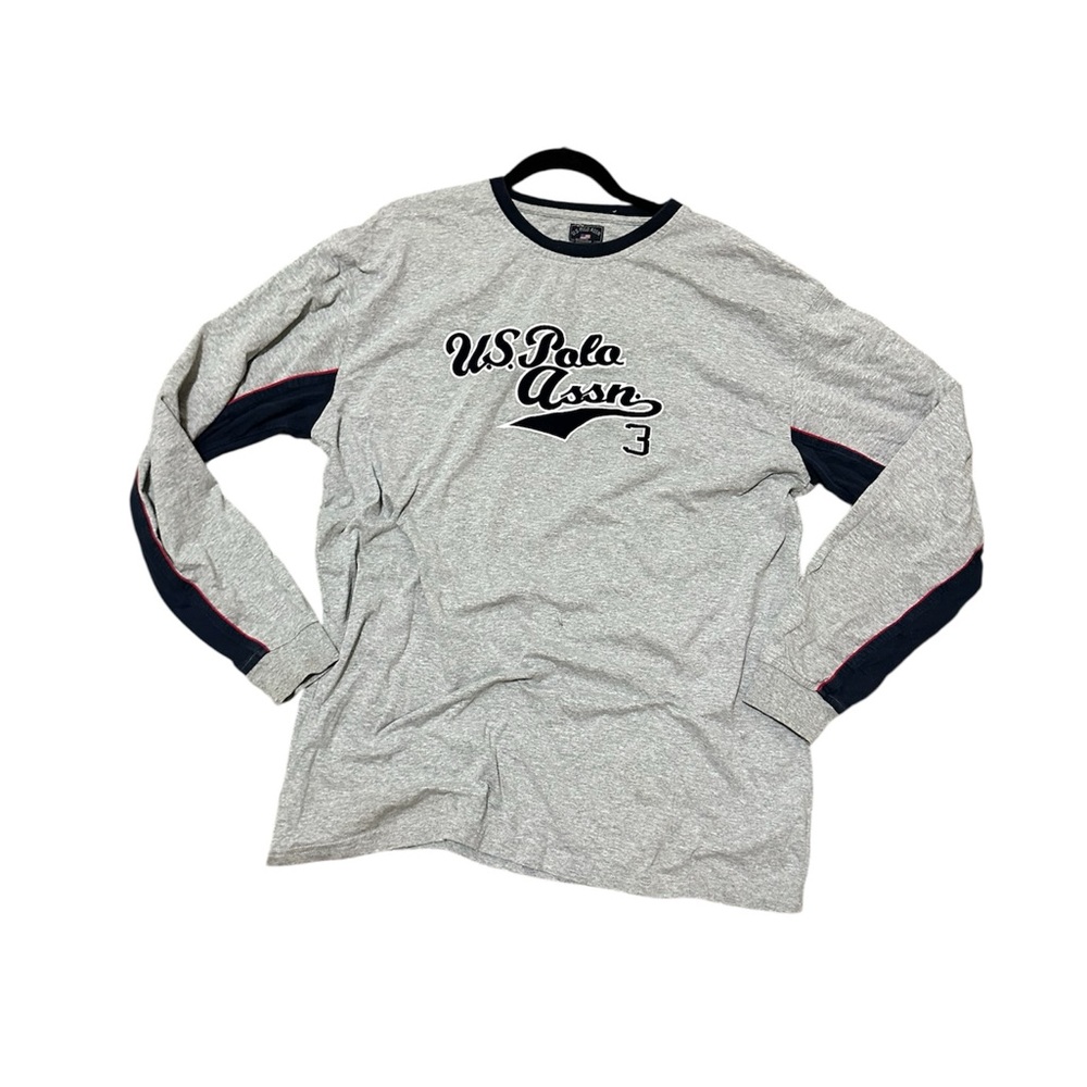 U.S. Polo Assn. Gray and Navy Long Sleeve Graphic Tee